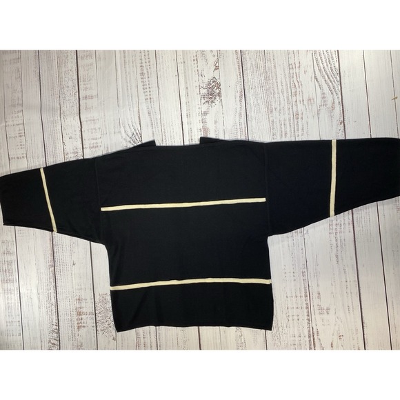 Vintage Luxury Popy Moreni Women 100% Wool Black & White Strip Sweater Size Med - Picture 9 of 9